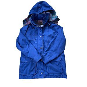 Vintage 80s Eddie Bauer Women's Parka Jacket Blue M Removable Hood Wool Lined